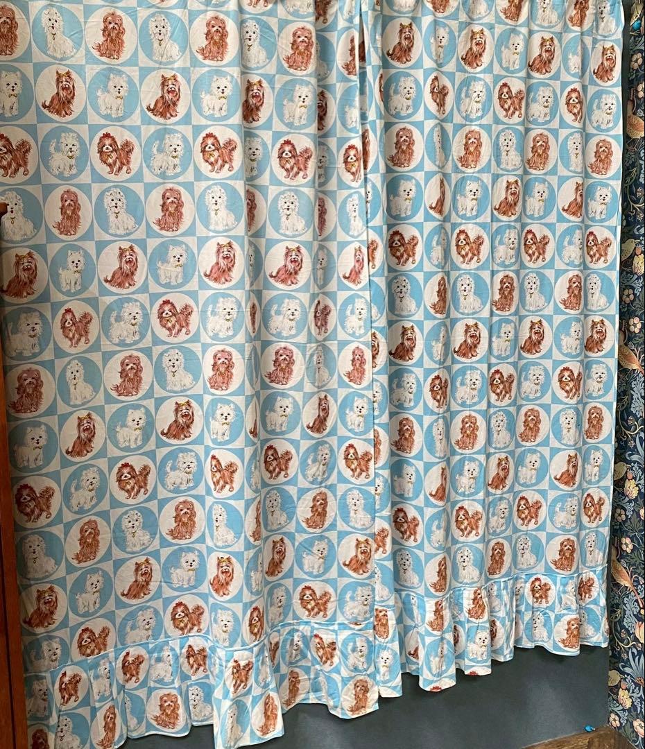 カーテン 犬 昭和レトロ 当時物 ヨークシャテリア