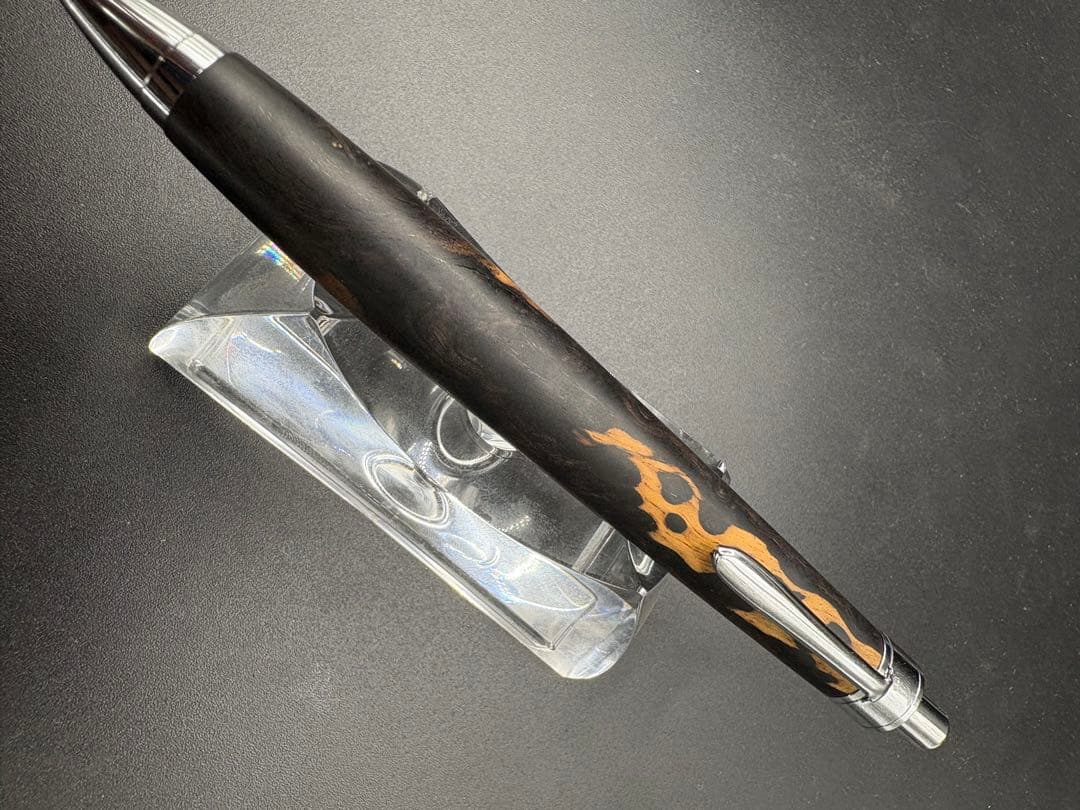 483極上　アフリカンブラックウッド　瘤杢　ツートン　木軸シャーペン　ボールペン