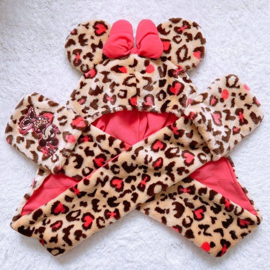 ミニーマウス ヒョウ柄キャップ　ディズニーランド　シー