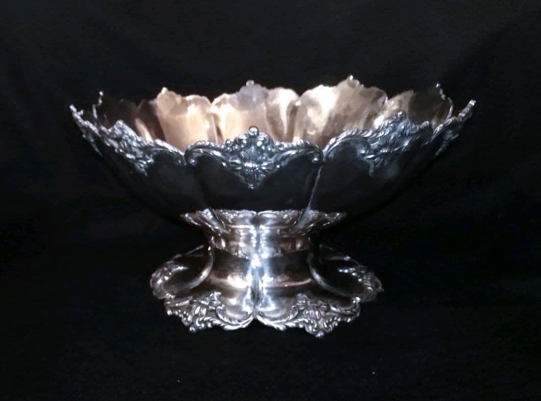 大型アンティークシルバー 銀食器 ボウル お椀ロココ シャビーシック 刻印 大皿