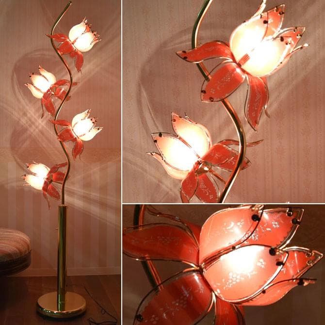 フロアランプ 硝子フラワー 4灯 ゴールド