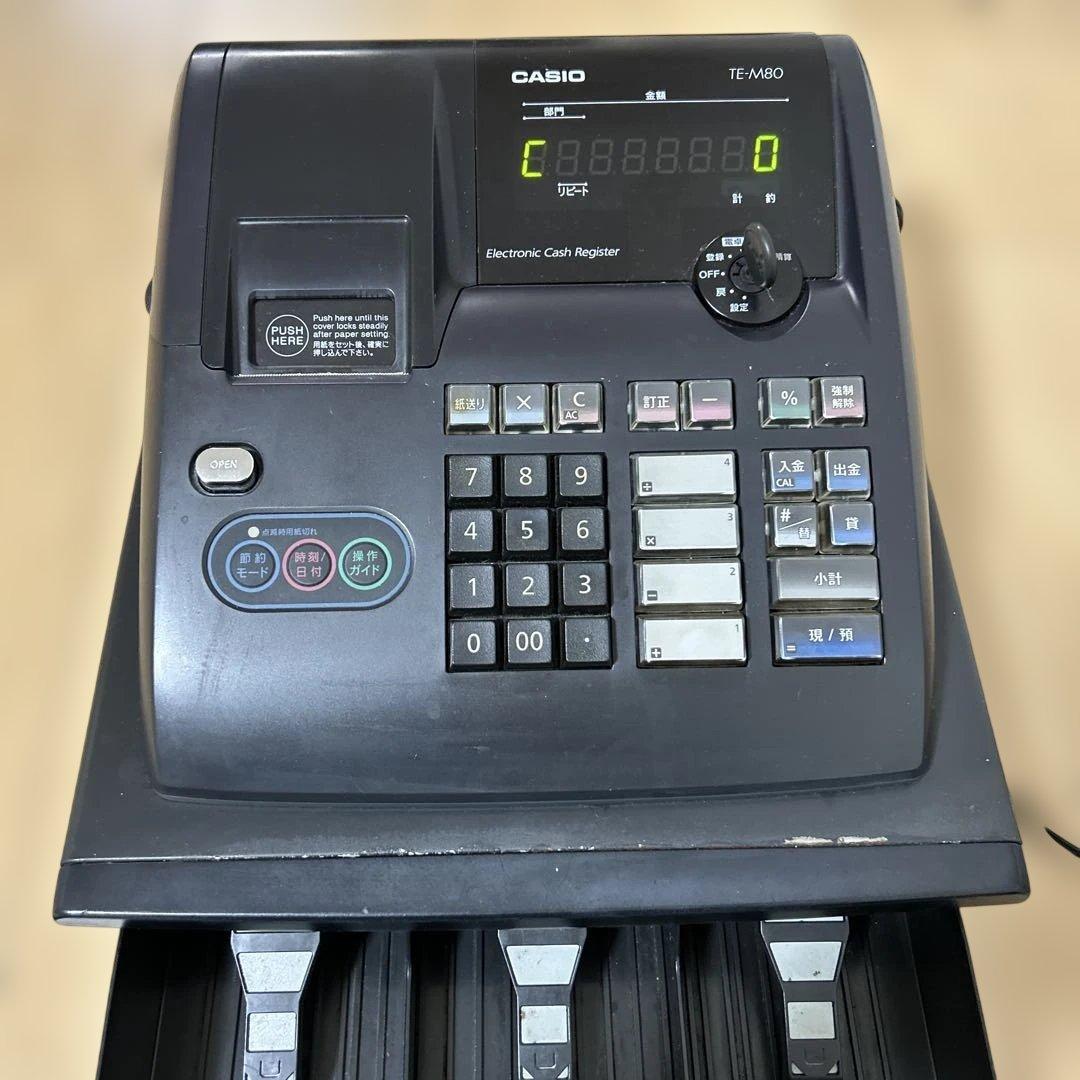 カシオレジスター　TE-M80　中古品　人気機種感熱紙　送料無料　536605