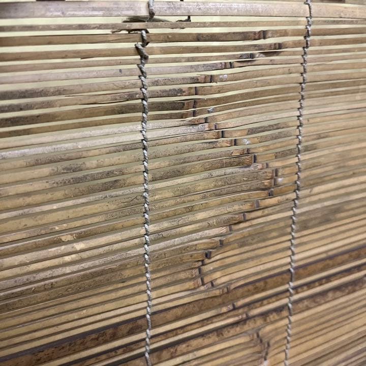 値下げしました！竹籠台付　まきす　ザル　古民具　古道具　昭和レトロ