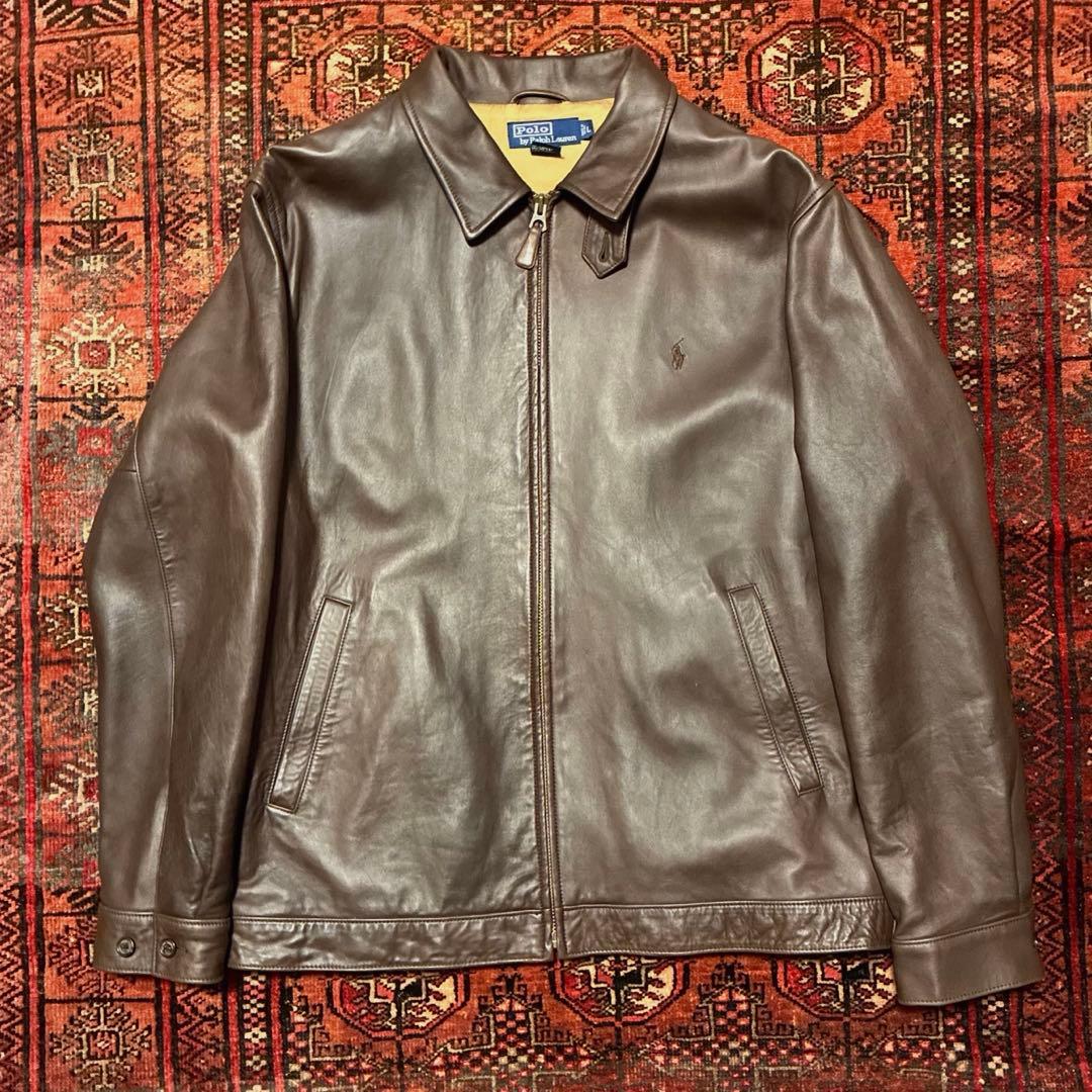 90S 名作 Ralph Lauren レザージャケット 羊革 ブラウン L