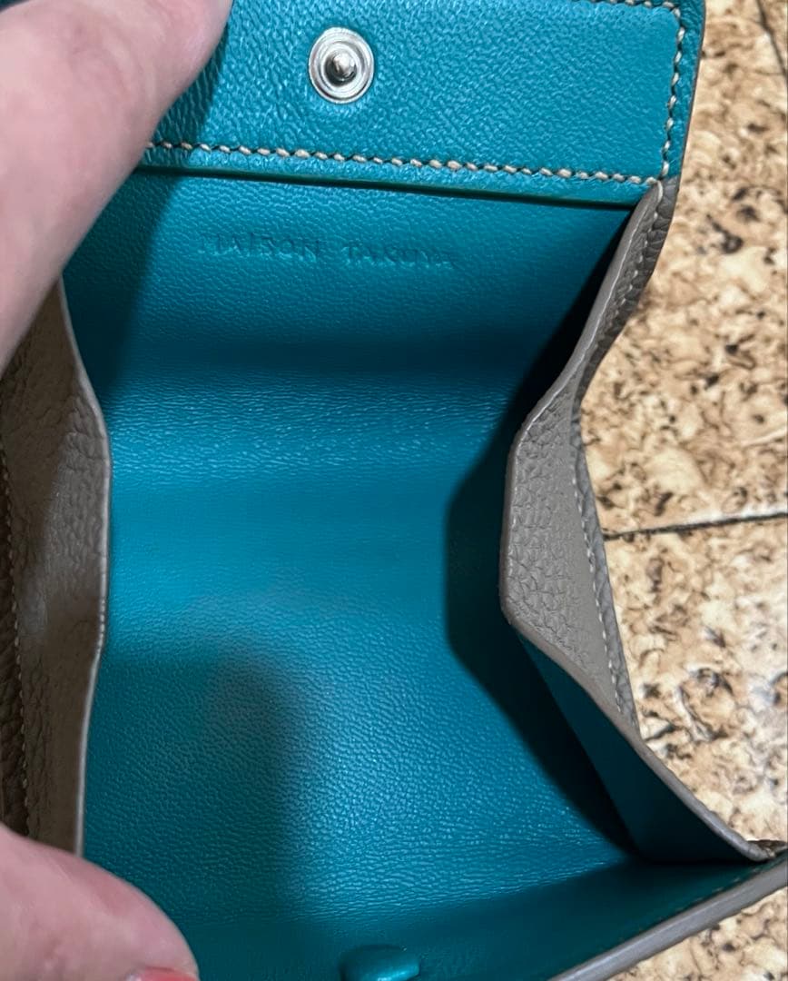 メゾンタクヤ　Box Coin Case Tortora×Turquoise