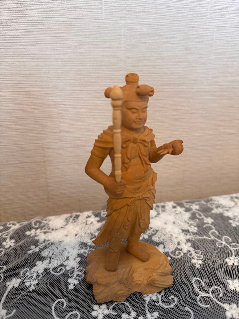 手彫り　柘植材　童子セット