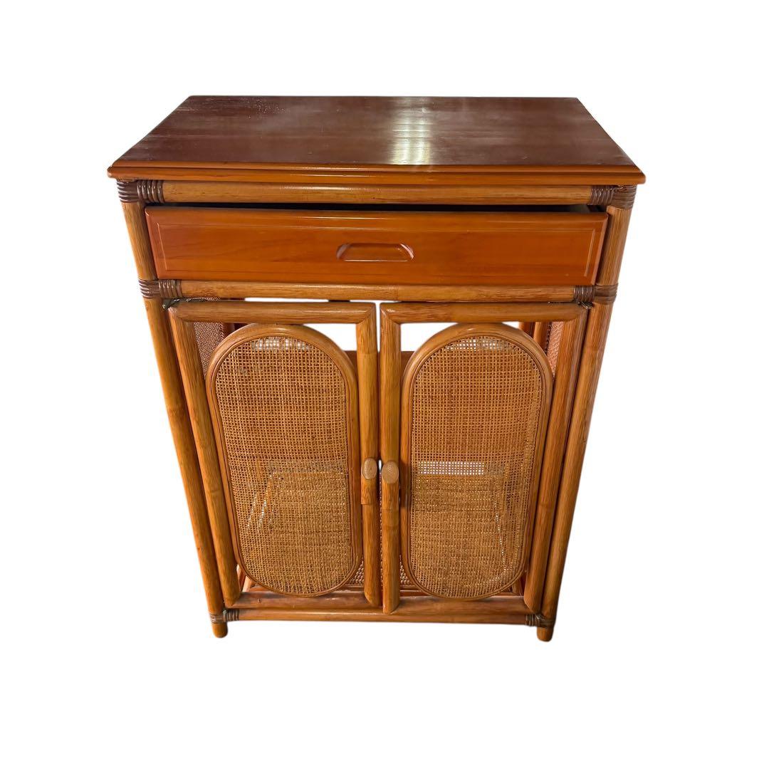 ラタン ヴィンテージ キャビネット 籐 昭和レトロ