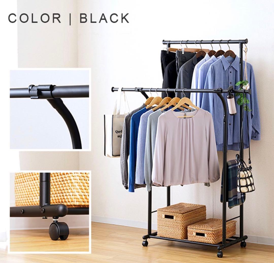 DOSHISHA 上げ下げハンガー ダブル ブラック RPHD-80BK