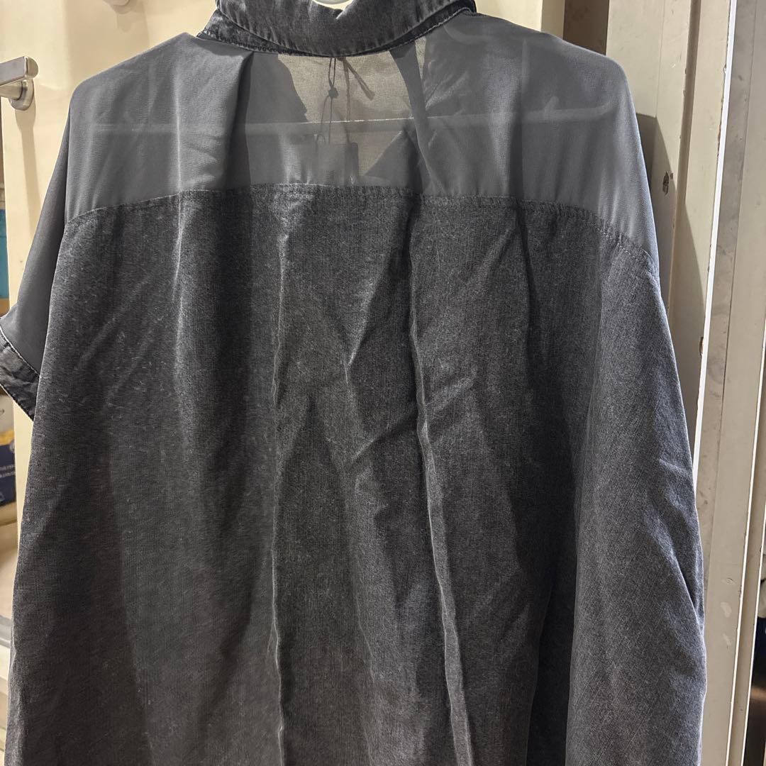 今期大人気完売アイテムダークグレー デニム 半袖シャツ