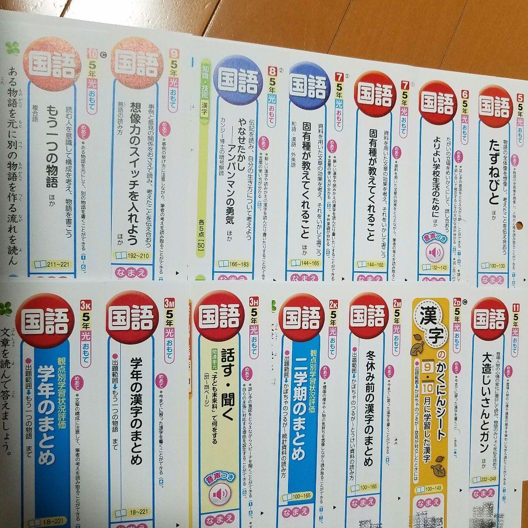 カラーテスト　小５　国語　算数　理科　予習　復習　小学生　見なおしシート　５年生