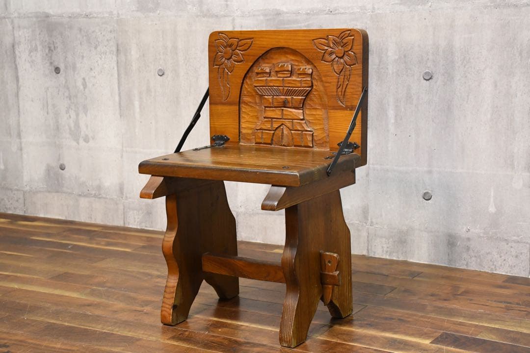 DHK60 ヴィンテージ スペイン製 サイドテーブル チェア 無垢材彫刻