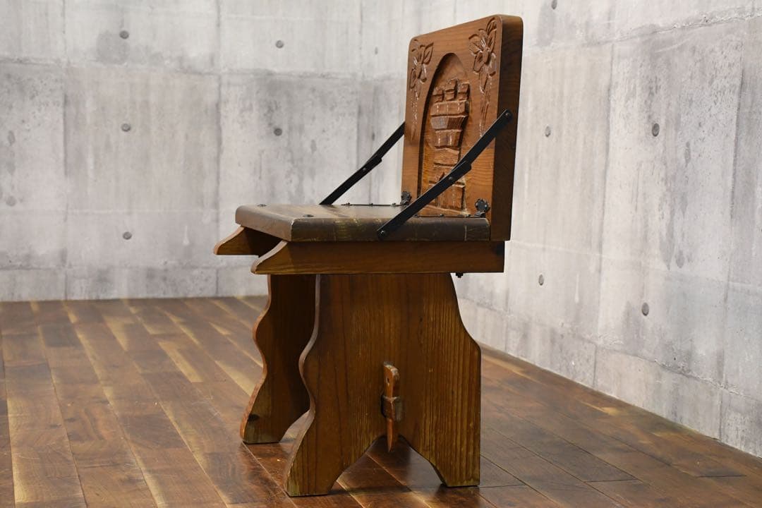 DHK60 ヴィンテージ スペイン製 サイドテーブル チェア 無垢材彫刻