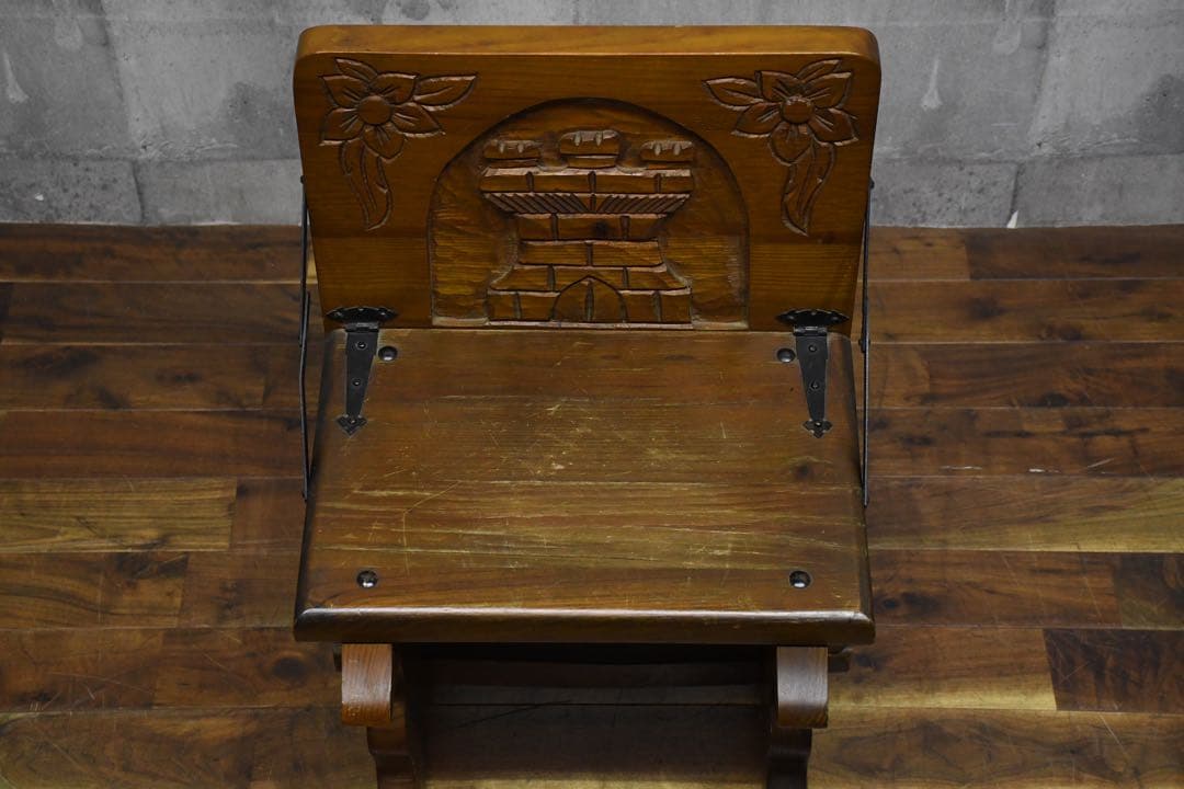 DHK60 ヴィンテージ スペイン製 サイドテーブル チェア 無垢材彫刻