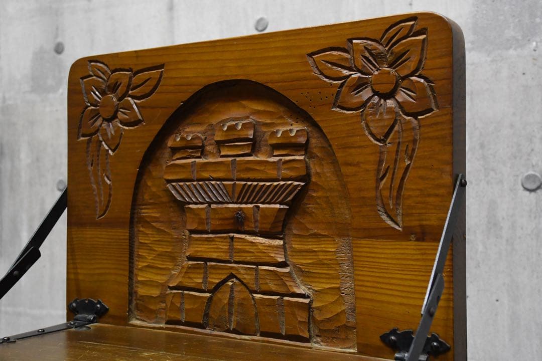 DHK60 ヴィンテージ スペイン製 サイドテーブル チェア 無垢材彫刻