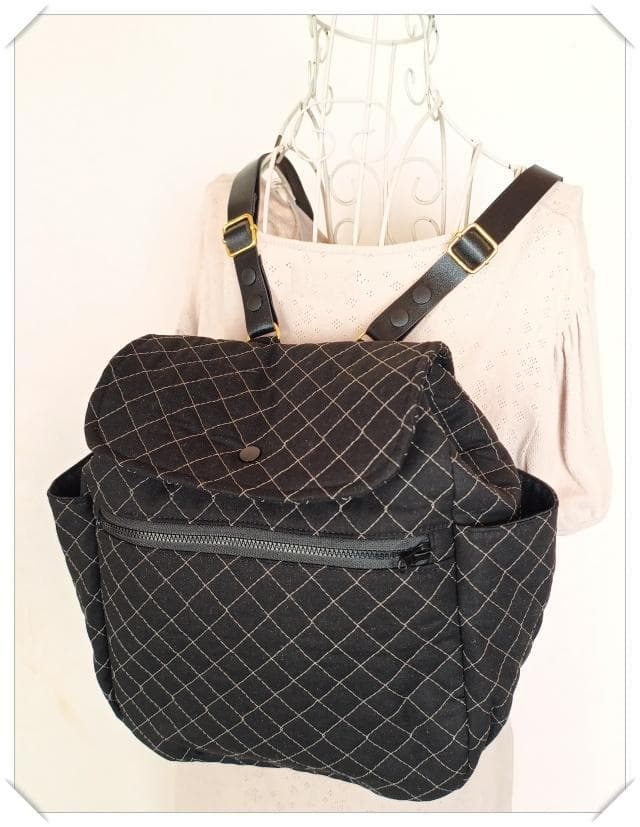 【受注製作】2wayキルトの５roomsリュックバッグ