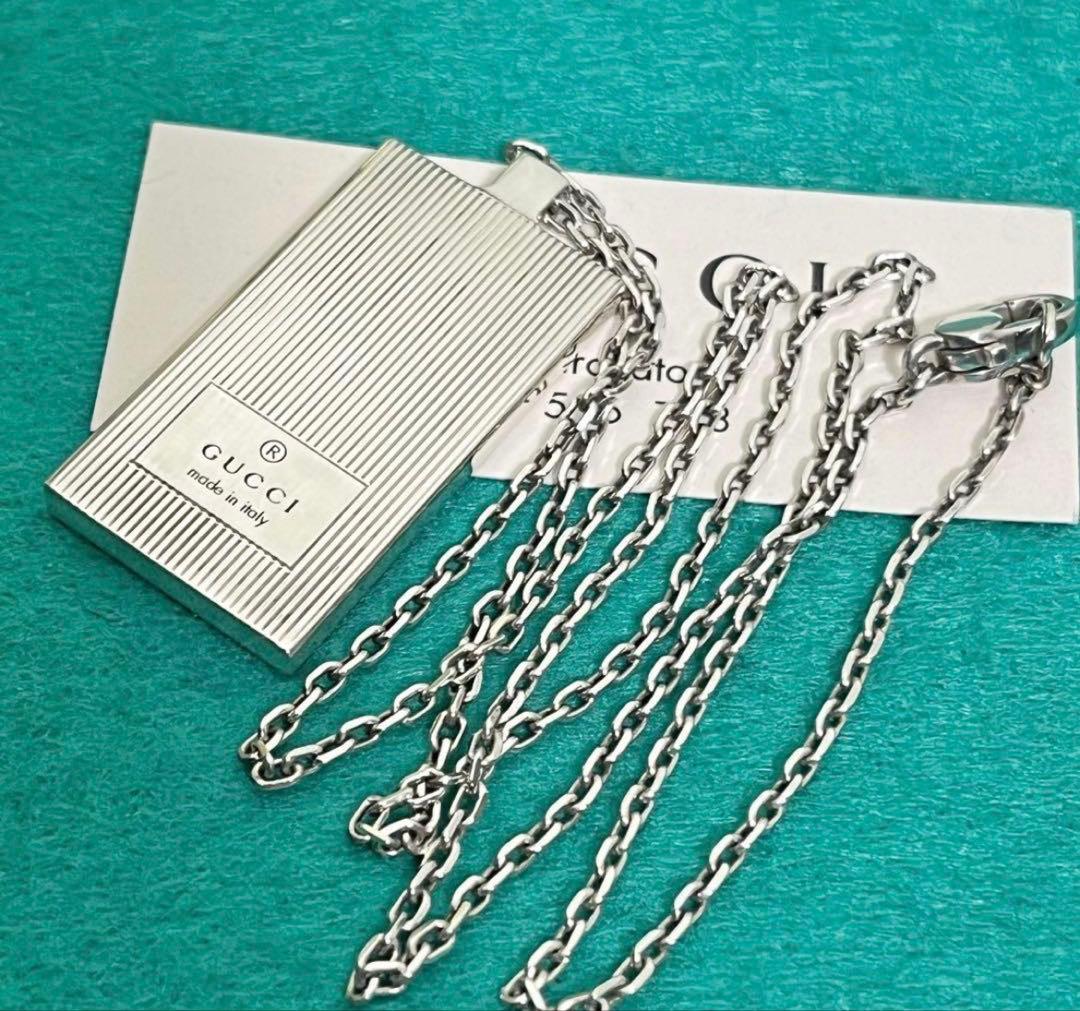 美品　オールドGUCCI ロゴプレートネックレス