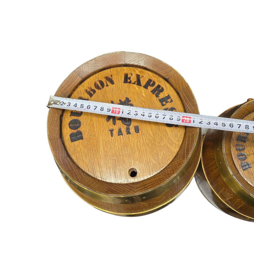 酒樽 木製 ノベルティー BOURBON EXPRESS 酒デキャンタ2個set