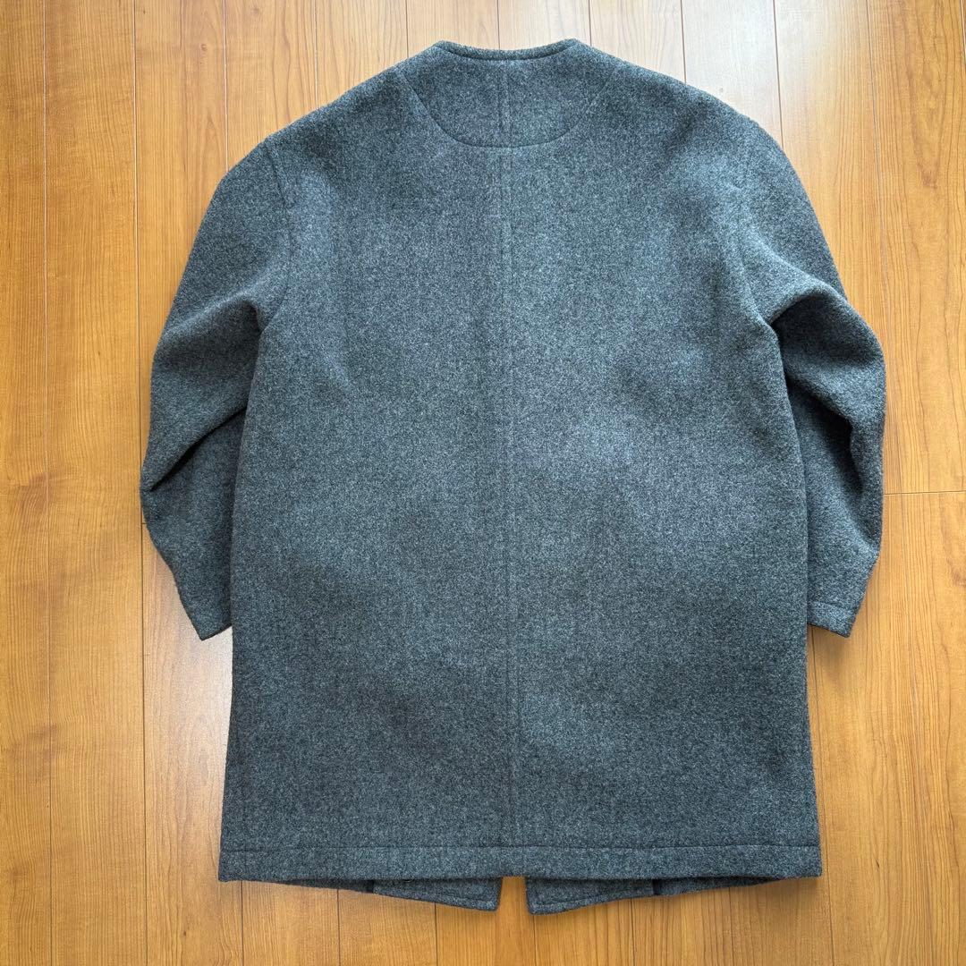 DANTON ダントン ウール ライトパイル ノーカラー ロングコート