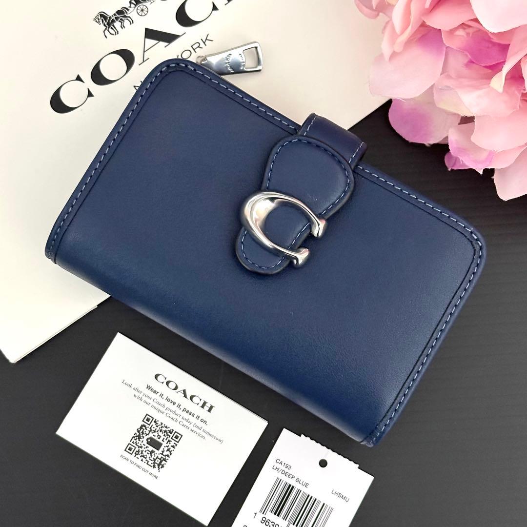 店頭完売【新品】COACH コーチ 折り財布 ブルー 二つ折り財布