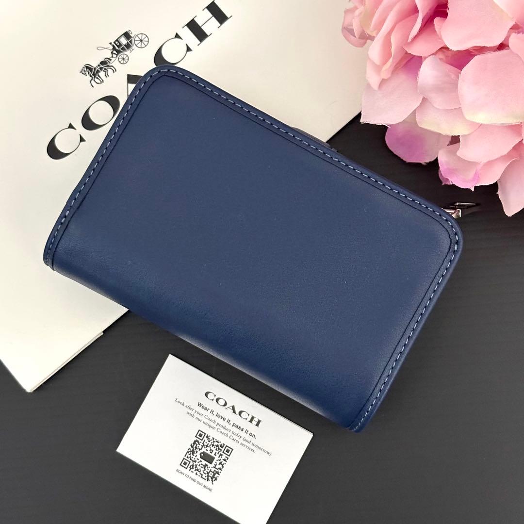 店頭完売【新品】COACH コーチ 折り財布 ブルー 二つ折り財布