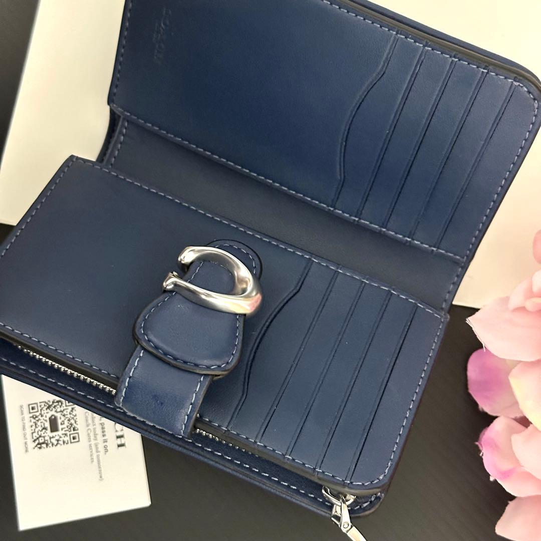 店頭完売【新品】COACH コーチ 折り財布 ブルー 二つ折り財布