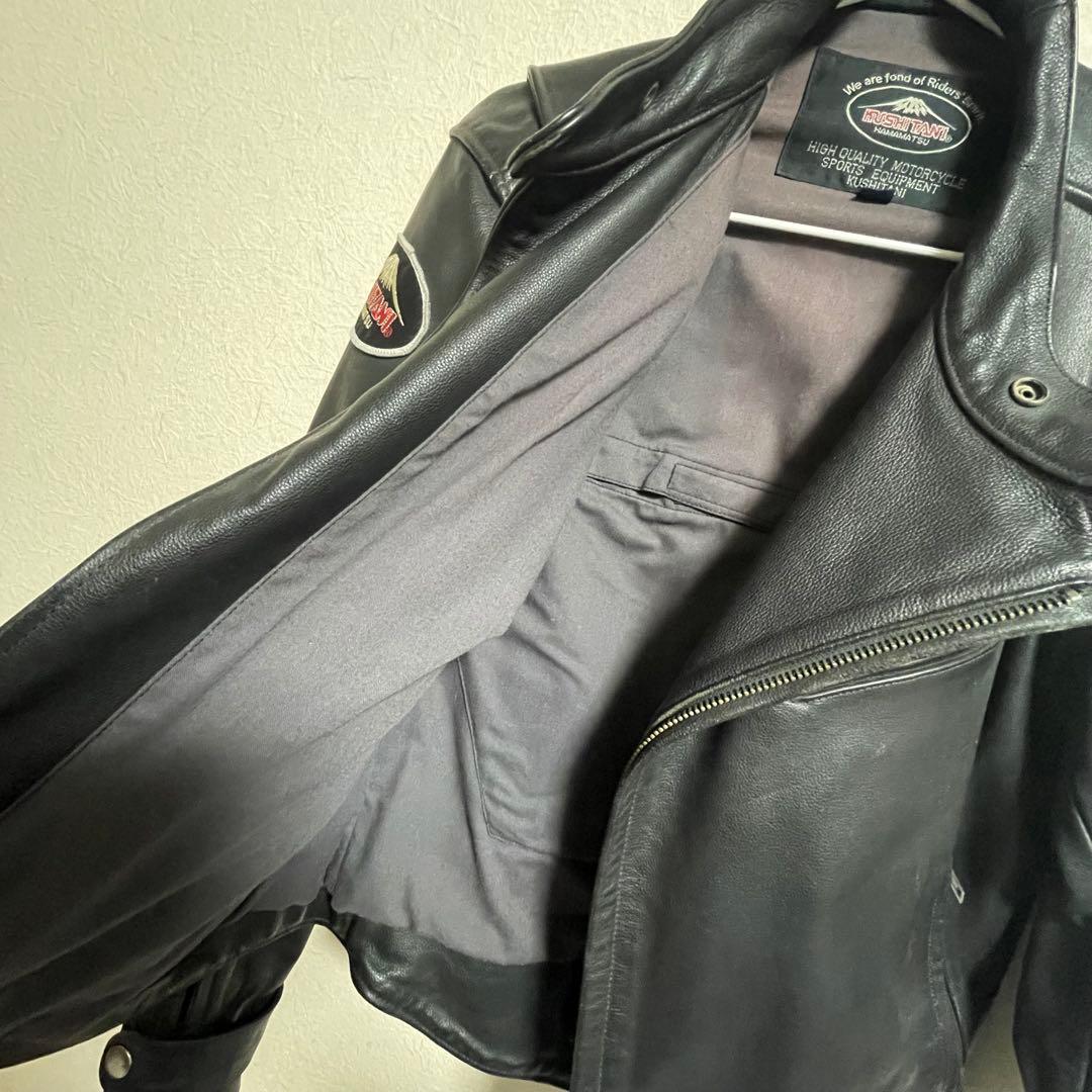 KUSHITANI ブラック レザーライダースジャケット　本革　黒　BLACK