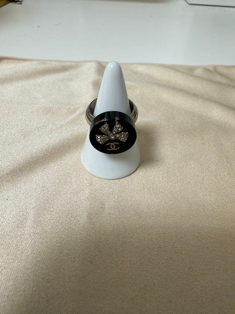 CHANEL (シャネル) ココマーク ラインストーン リボン リング 指輪