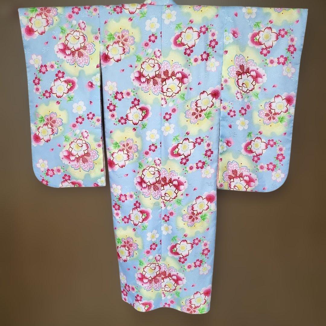 花柄着物 青色 七五三