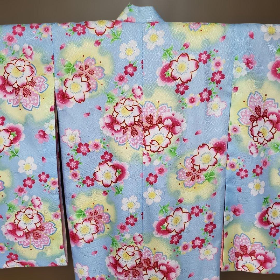 花柄着物 青色 七五三