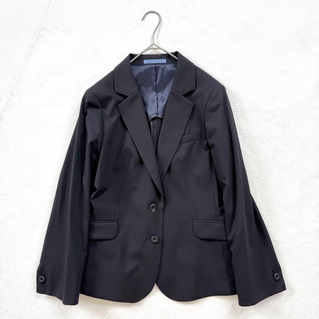 美品・洗える✨レミュー ストライプ パンツ スーツ セットアップ ブラック