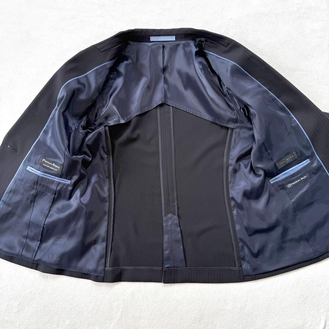 美品・洗える✨レミュー ストライプ パンツ スーツ セットアップ ブラック