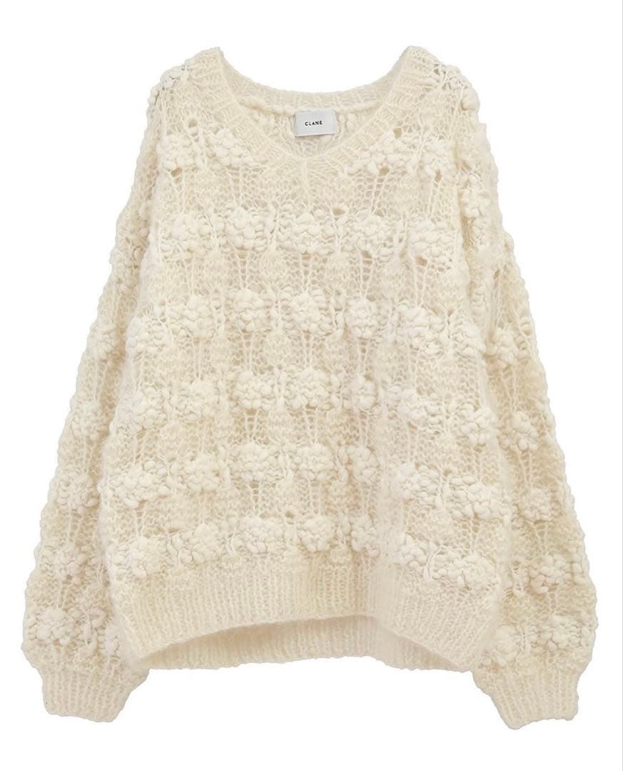 トップス CLANE BUMPY OVER V NECK KNIT TOPS