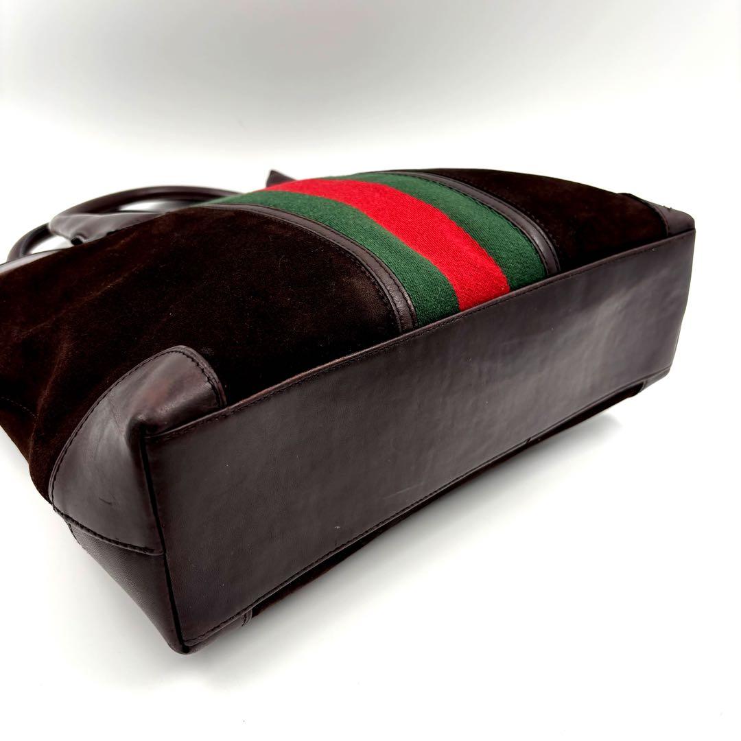 ✨希少✨　GUCCI トートバッグ　シェリーライン　ロゴ金具　スエード　男女兼用
