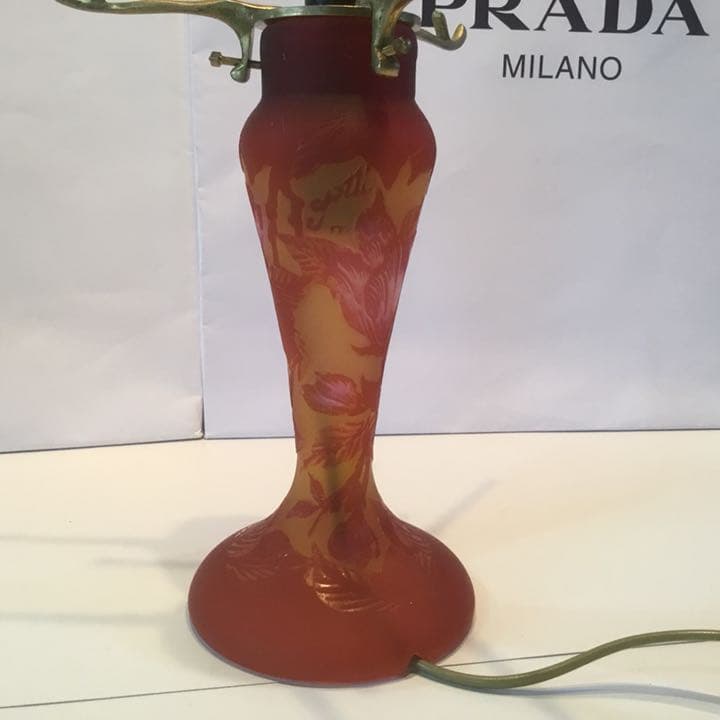 エミール・ガレ 復刻版 新品 ルーマニア カメオ彫 ランプ ライトスタンド 希少