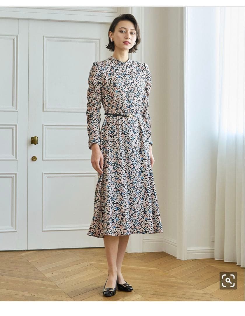 専用です　アナイ 38 レオパードフラワープリント切り替え ワンピース