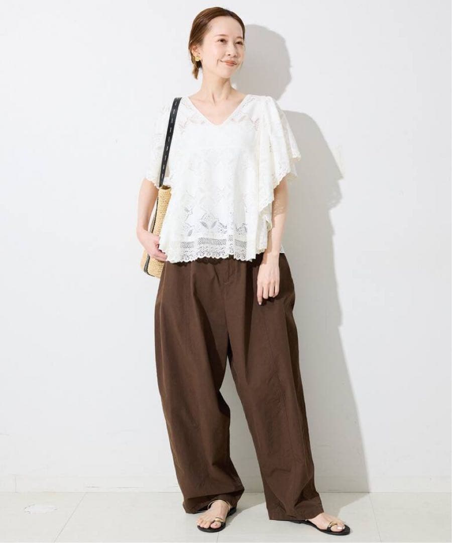 SLOBE IENA レースフリルVネックブラウス