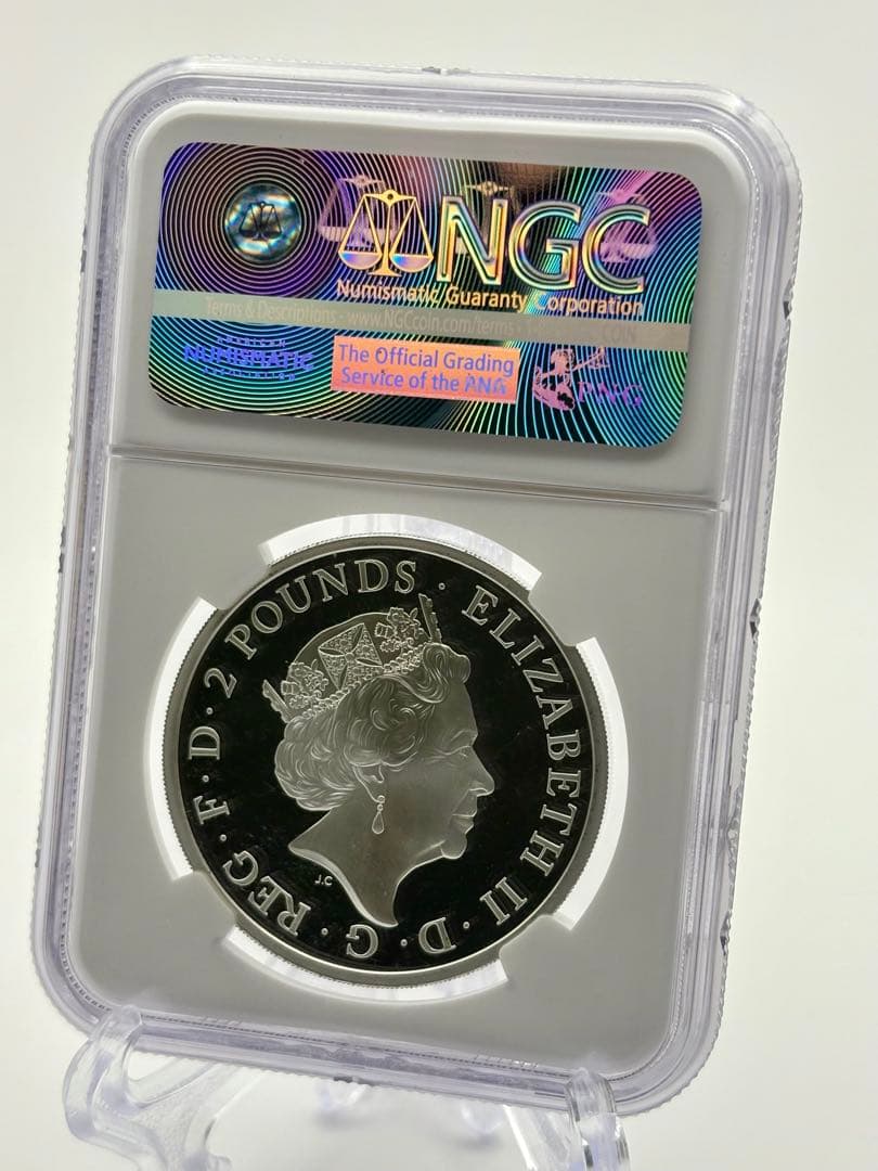 最高鑑定 2017 イギリス ブリタニア 20周年記念 2ポンド 1オンス 銀貨