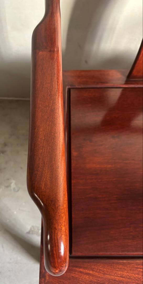 アンティーク 唐木 花梨 無垢材 肘付イス 古家具 アームチェア 木製 ②