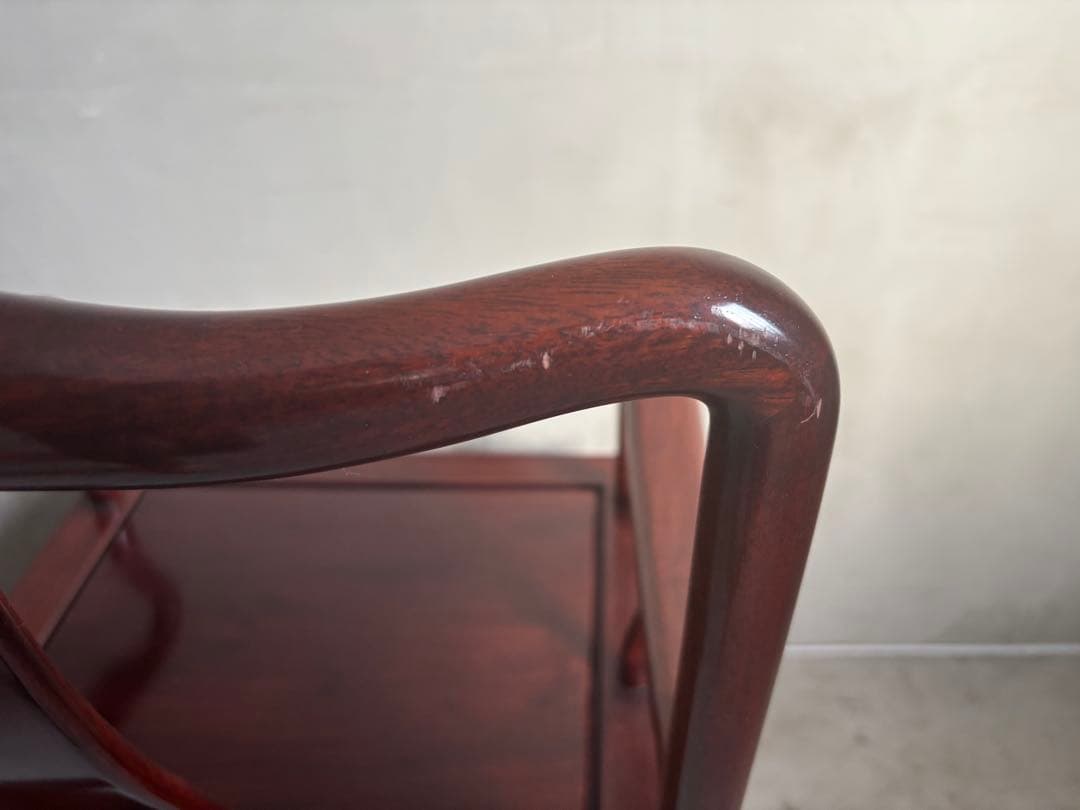 アンティーク 唐木 花梨 無垢材 肘付イス 古家具 アームチェア 木製 ②