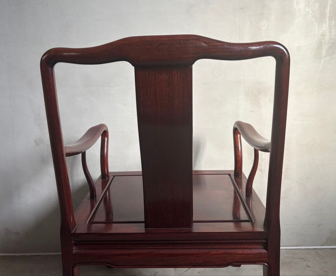 アンティーク 唐木 花梨 無垢材 肘付イス 古家具 アームチェア 木製 ②