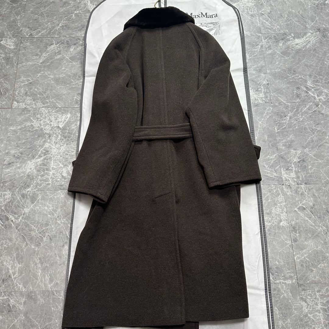 2L♡マックスマーラ　ベルテッドコート　ファー襟　ブラウン