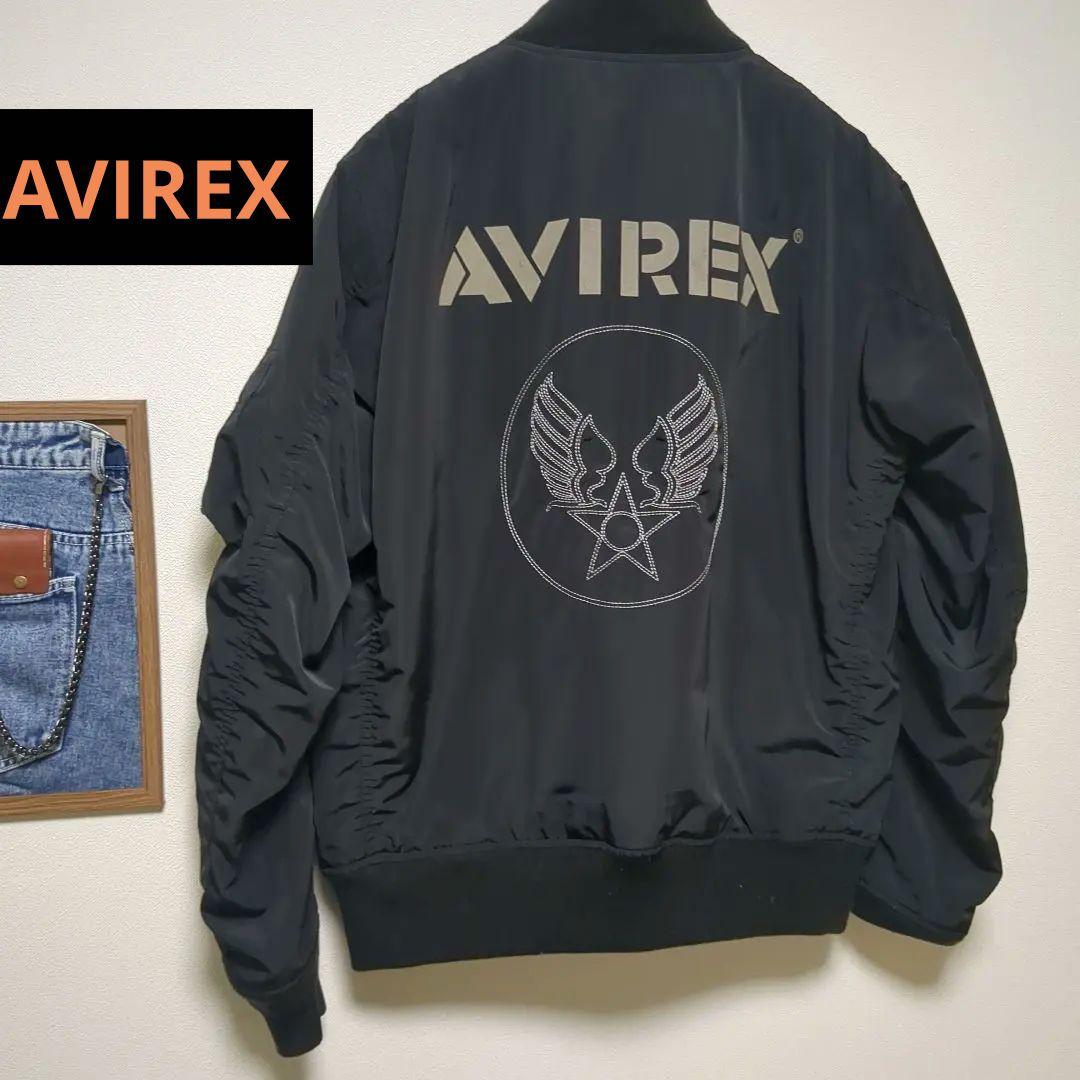 AVIREX MA-1 フライトジャケット ブラック 中オレンジ