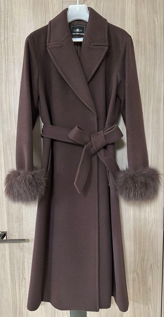 グレースコンチネンタル　ファー付きウールガウンコート　ロングコート
