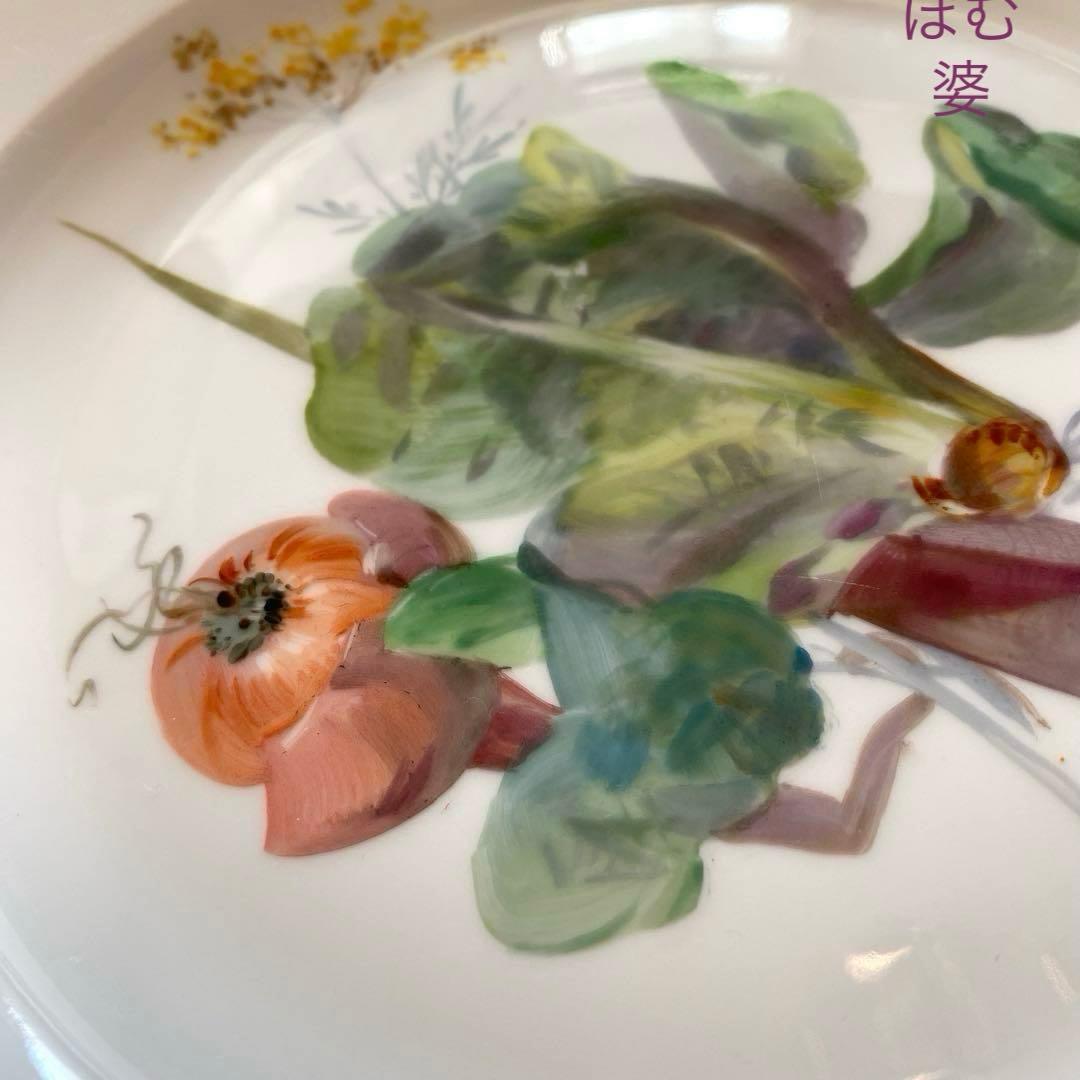 【古マイセン】印象主義 自然主義 ⑪／皿 プレート「野菜と花と昆虫」