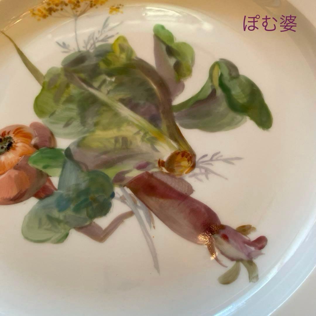 【古マイセン】印象主義 自然主義 ⑪／皿 プレート「野菜と花と昆虫」