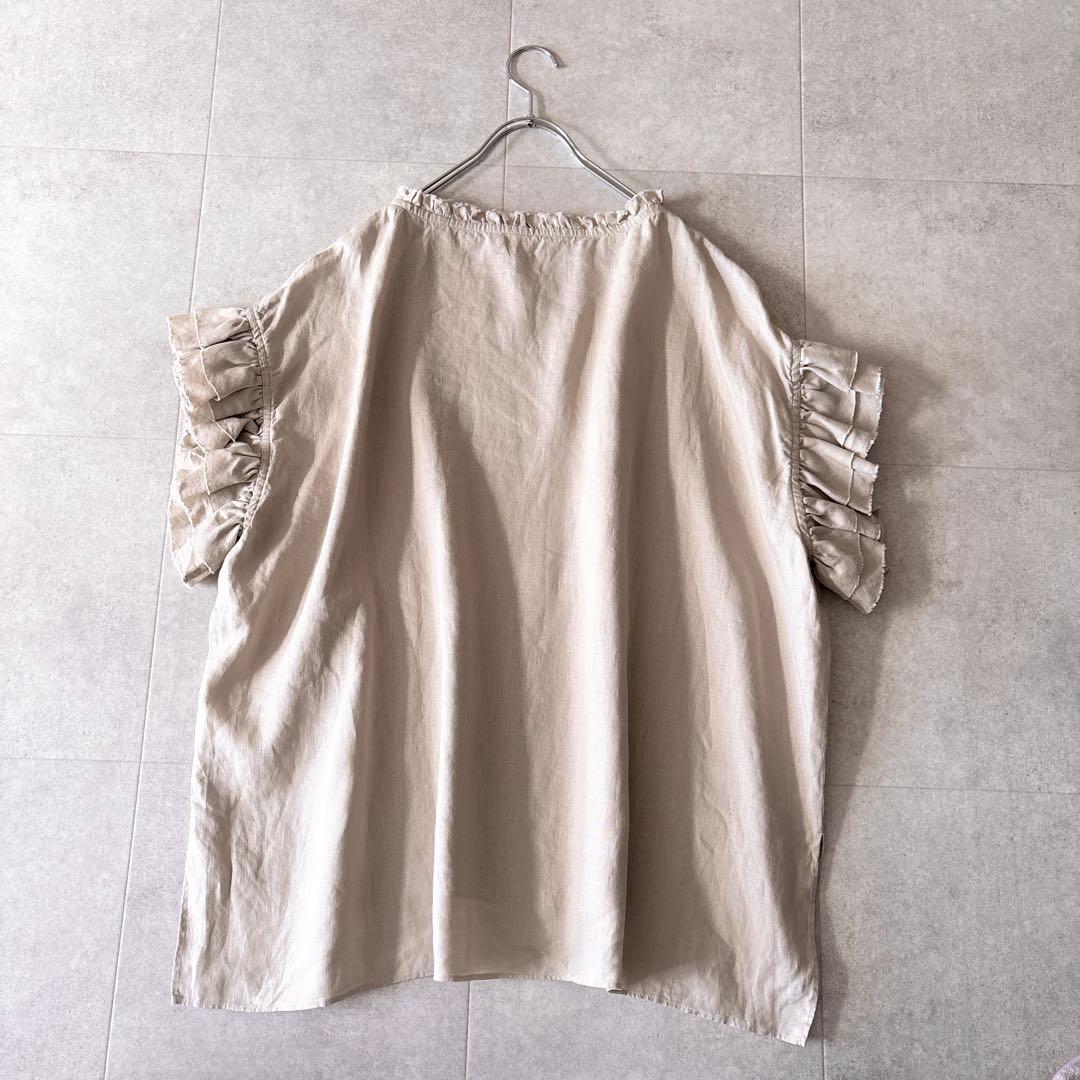 未使用級✨24SS 定価2,7万 ハウスオブロータス リネンフリルブラウス M
