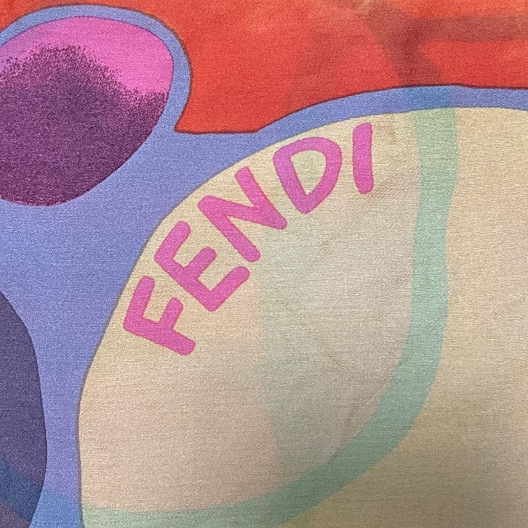 美品✨FENDI フェンディ シルク ロゴ 大判スカーフ ストール イタリア製