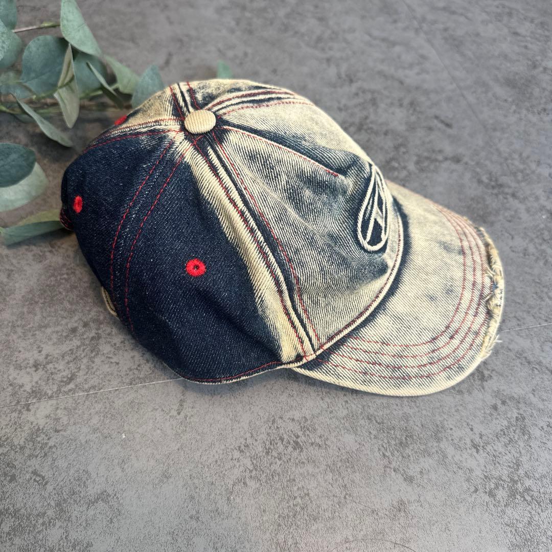 魚*活様 DIESEL デニムキャップ ダメージ加工 ヴィンテージ風