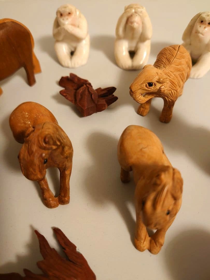 ✨木製 根付等まとめ　細密彫刻　無垢　玉陶器✨