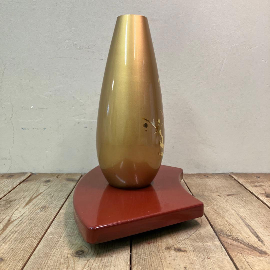 C-壁 花瓶 花台 山中塗 古家具 家具 インテリア 漆塗り 山中漆器 花柄